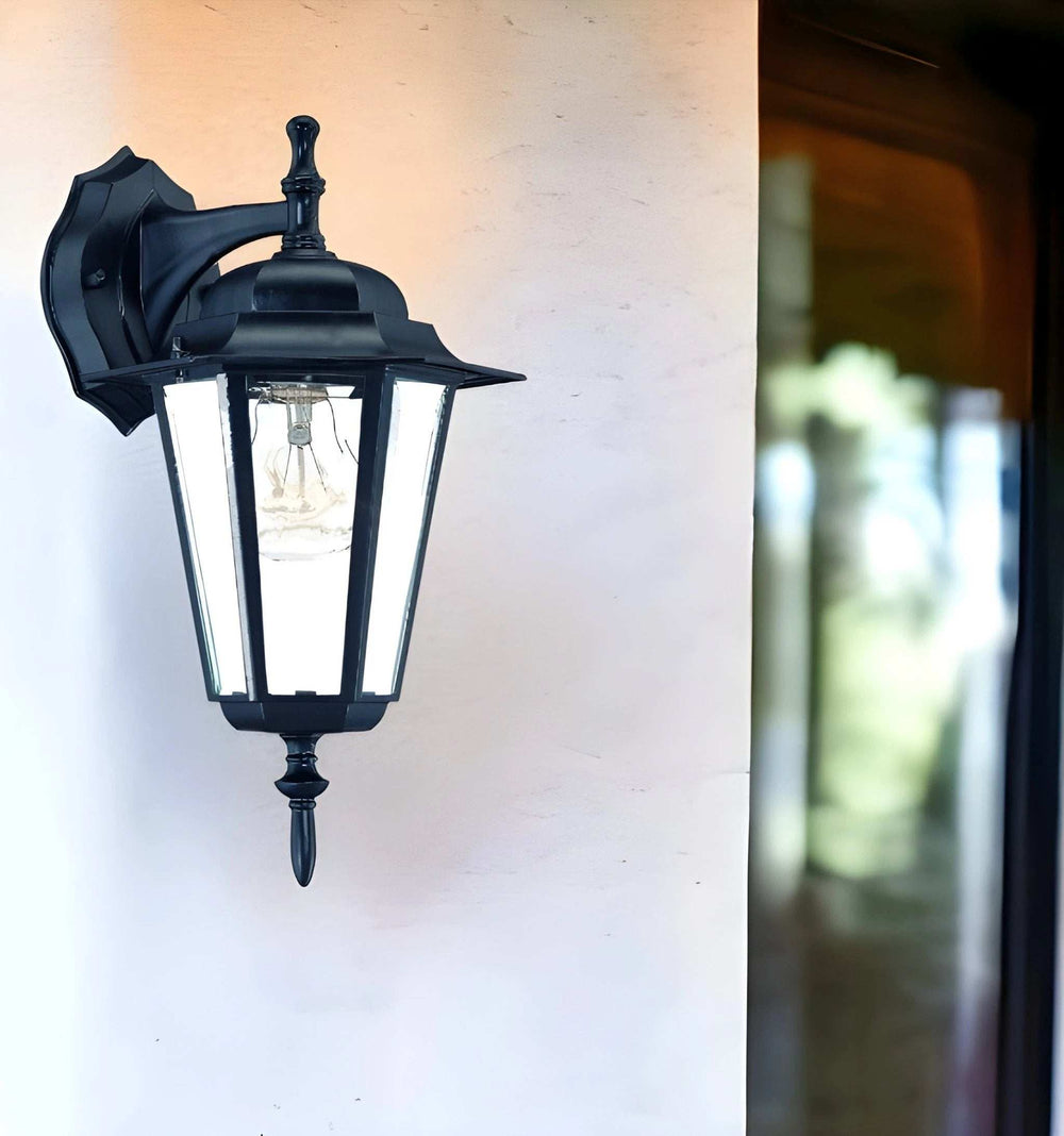 Matte Black Glass Hanging Lantern Wall Light - Homeroots - Flyclothing LLC