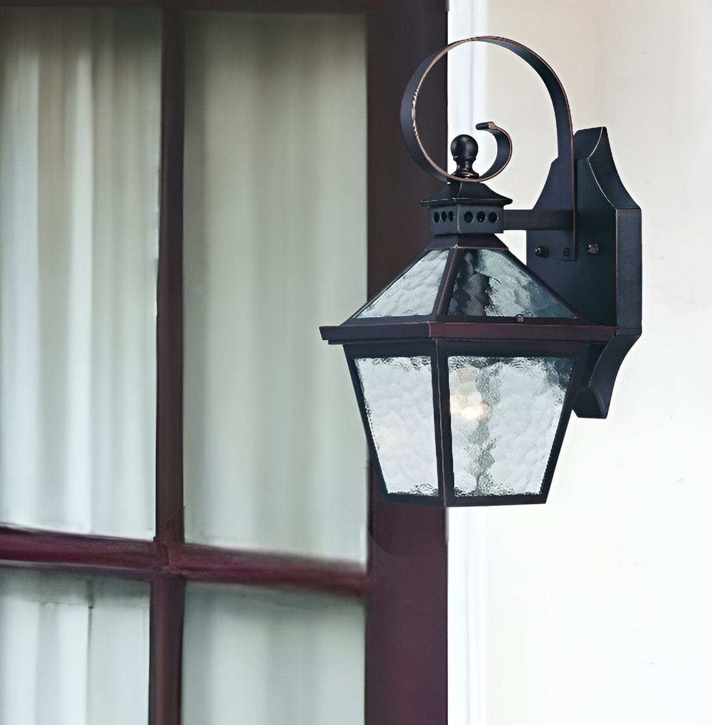 Two Light Antique Bronze Hammered Glass Wall Light - Homeroots - Flyclothing LLC