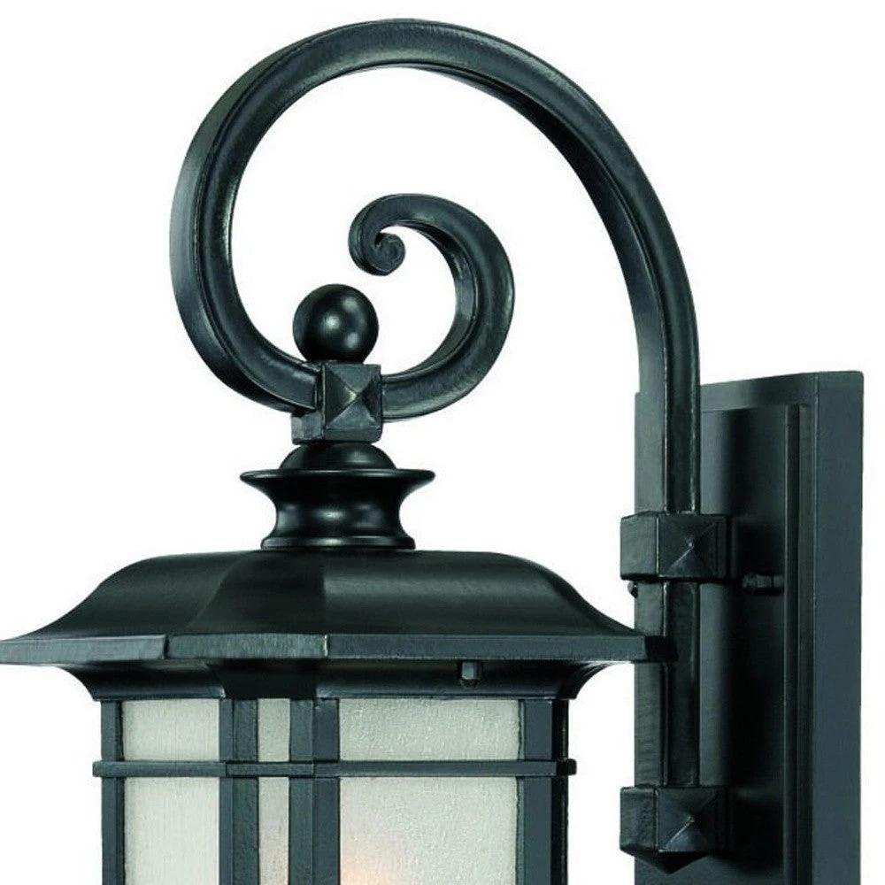 Matte Black Frosted Linen Glass Lantern Wall Light - Homeroots - Flyclothing LLC