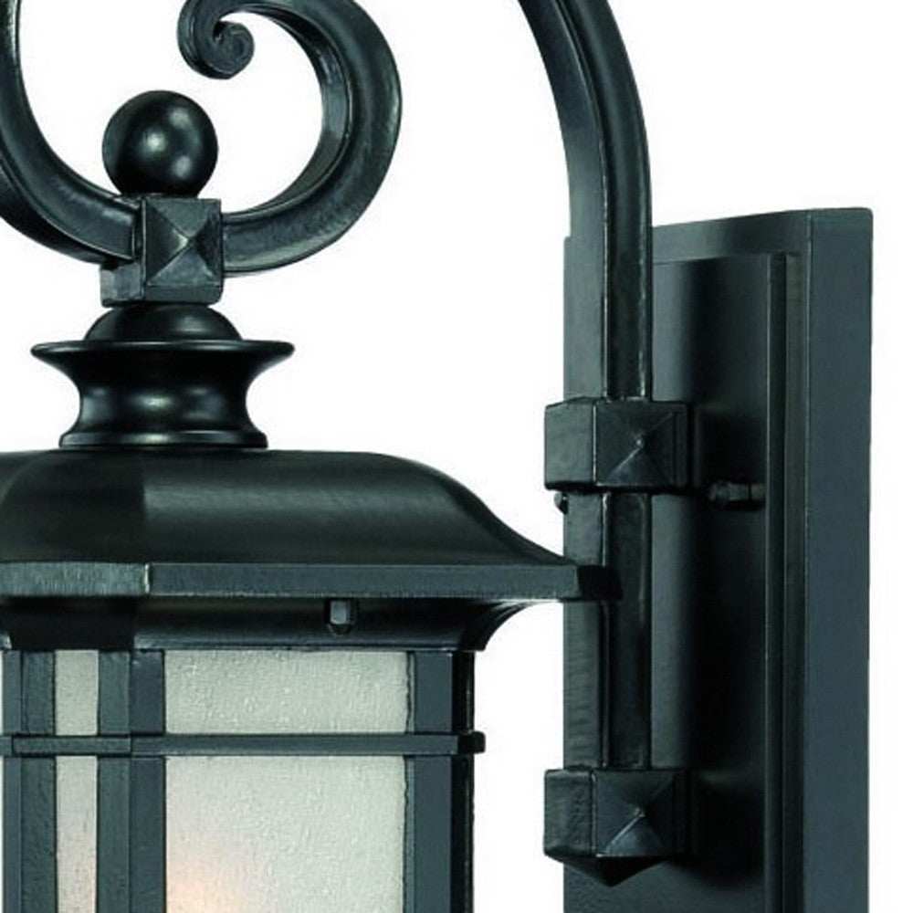 Matte Black Frosted Linen Glass Lantern Wall Light - Homeroots - Flyclothing LLC