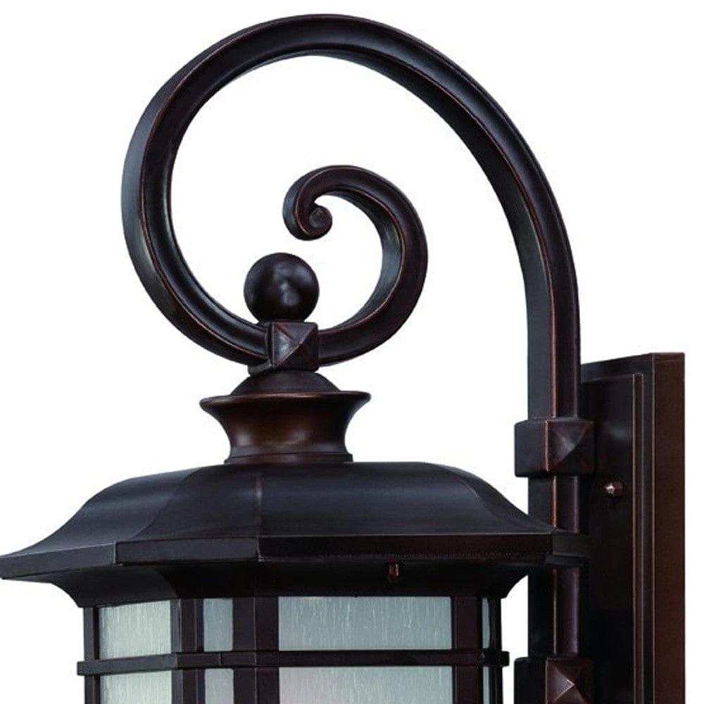 XL Antique Bronze Frosted Linen Glass Lantern Wall Light - Homeroots - Flyclothing LLC