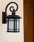 XL Antique Bronze Frosted Linen Glass Lantern Wall Light - Homeroots - Flyclothing LLC