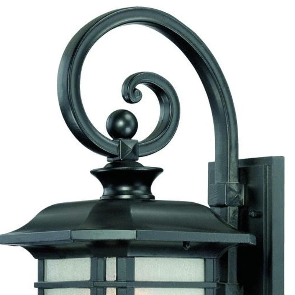 XL Matte Black Frosted Linen Glass Lantern Wall Light - Homeroots - Flyclothing LLC