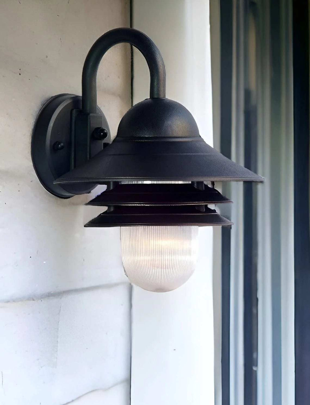 Matte Black Three Tier Lamp Shade Outdoor Wall Light - Homeroots - Flyclothing LLC