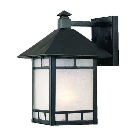 Petite Matte Black Frosted Glass Lantern Wall Light - Homeroots - Flyclothing LLC