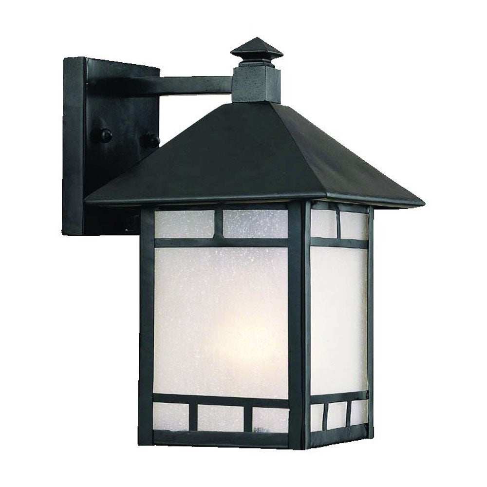 Petite Matte Black Frosted Glass Lantern Wall Light - Homeroots - Flyclothing LLC