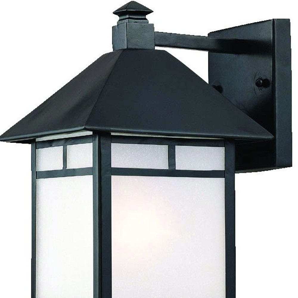XL Matte Black Frosted Glass Lantern Wall Light - Homeroots - Flyclothing LLC