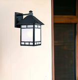 XL Matte Black Frosted Glass Lantern Wall Light - Homeroots - Flyclothing LLC