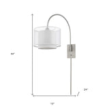 Brella 1-Light Brushed Nickel Swivel Wall Lamp With Sheer Snow Shantung Two Tier Shade - Homeroots - Flyclothing LLC
