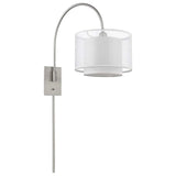 Brella 1-Light Brushed Nickel Swivel Wall Lamp With Sheer Snow Shantung Two Tier Shade - Homeroots - Flyclothing LLC