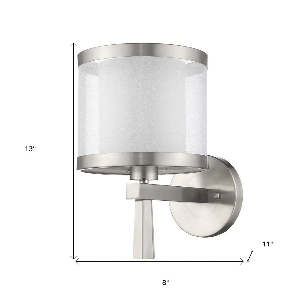 White and Silver Wall Light with Fabric Shade - Homeroots - Flyclothing LLC
