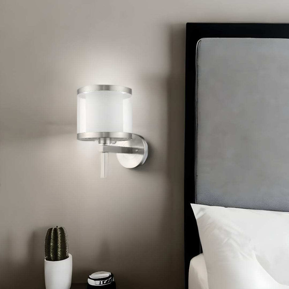 White and Silver Wall Light with Fabric Shade - Homeroots - Flyclothing LLC