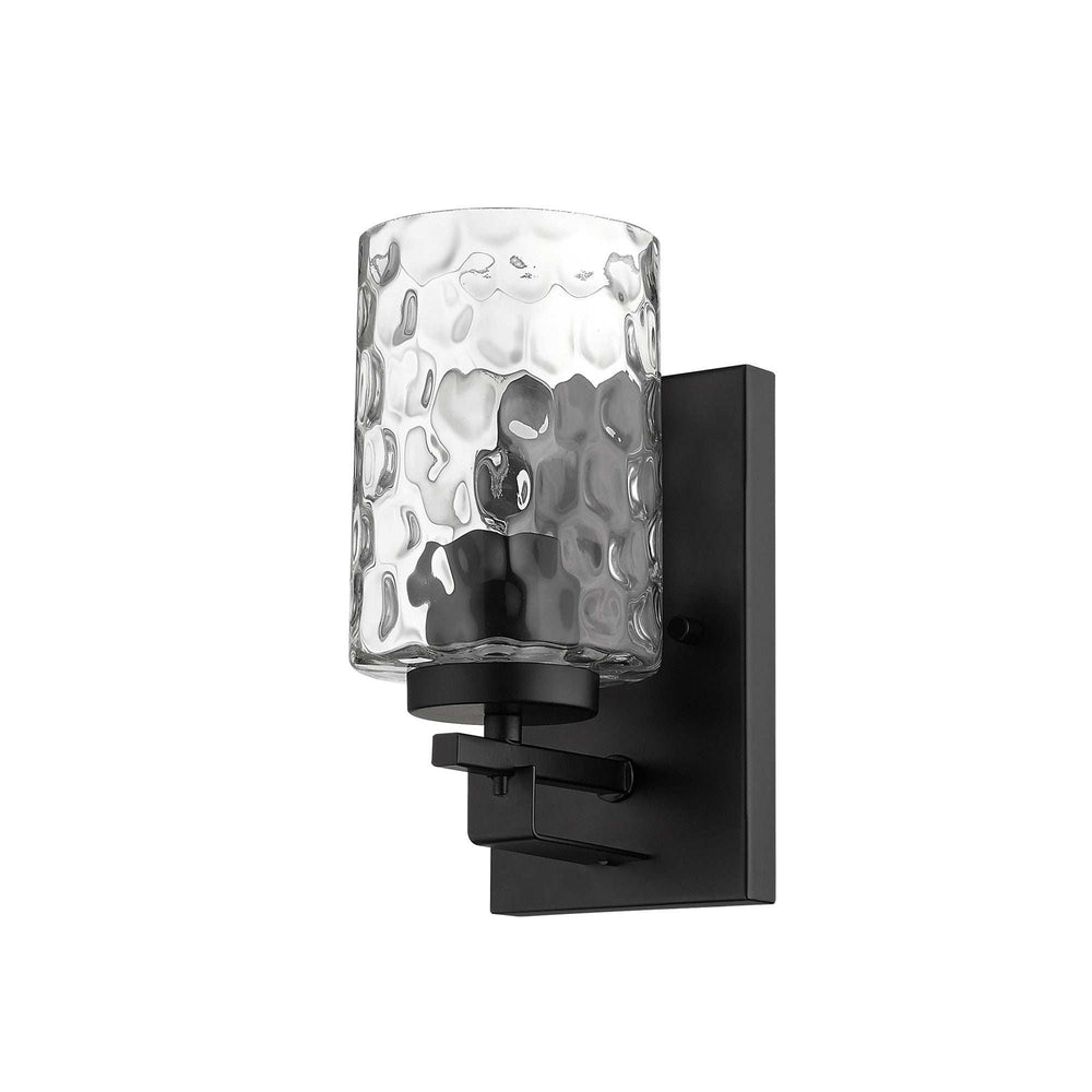 Black Metal and Pebbled Glass Wall Sconce - Homeroots - Flyclothing LLC