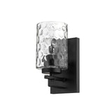 Black Metal and Pebbled Glass Wall Sconce - Homeroots - Flyclothing LLC
