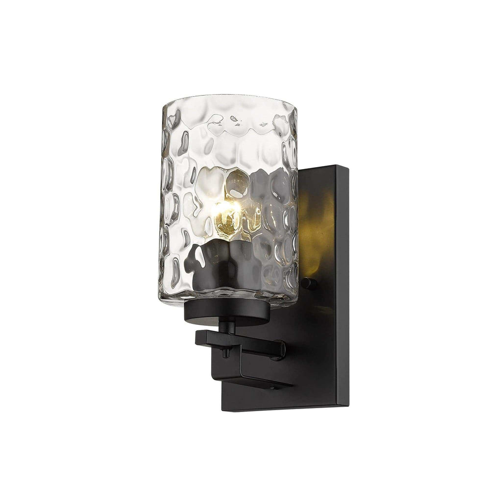 Black Metal and Pebbled Glass Wall Sconce - Homeroots - Flyclothing LLC
