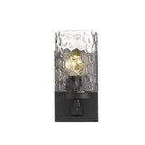 Black Metal and Pebbled Glass Wall Sconce - Homeroots - Flyclothing LLC