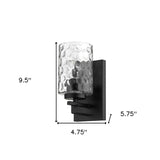 Black Metal and Pebbled Glass Wall Sconce - Homeroots - Flyclothing LLC