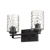 Black Metal and Pebbled Glass Two Light Wall Sconce - Homeroots - Flyclothing LLC