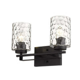 Black Metal and Pebbled Glass Two Light Wall Sconce - Homeroots - Flyclothing LLC