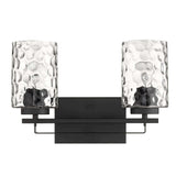 Black Metal and Pebbled Glass Two Light Wall Sconce - Homeroots - Flyclothing LLC