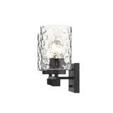 Black Metal and Pebbled Glass Two Light Wall Sconce - Homeroots - Flyclothing LLC