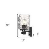 Black Metal and Pebbled Glass Two Light Wall Sconce - Homeroots - Flyclothing LLC