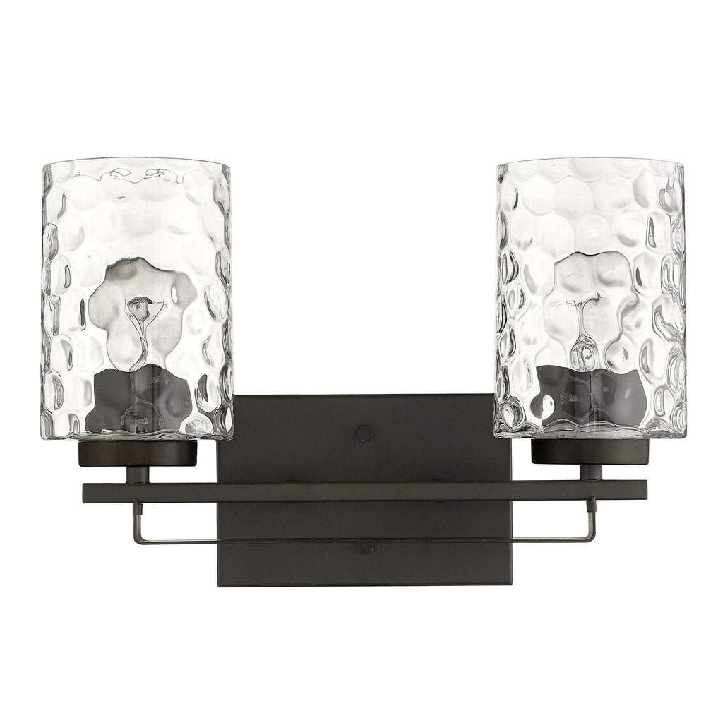 Bronze Metal and Pebbled Glass Two Light Wall Sconce - Homeroots - Flyclothing LLC