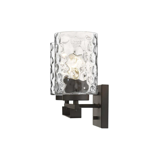 Bronze Metal and Pebbled Glass Two Light Wall Sconce - Homeroots - Flyclothing LLC