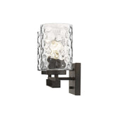Bronze Metal and Pebbled Glass Two Light Wall Sconce - Homeroots - Flyclothing LLC