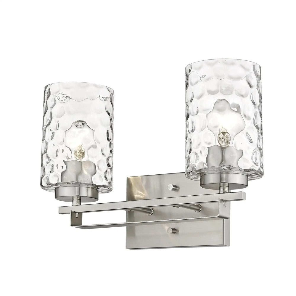 Silver Metal and Pebbled Glass Two Light Wall Sconce - Homeroots - Flyclothing LLC