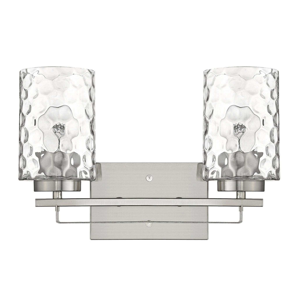Silver Metal and Pebbled Glass Two Light Wall Sconce - Homeroots - Flyclothing LLC