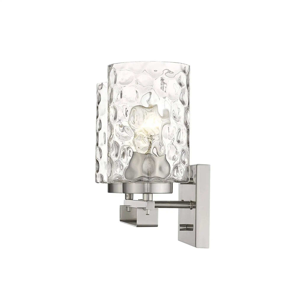 Silver Metal and Pebbled Glass Two Light Wall Sconce - Homeroots - Flyclothing LLC