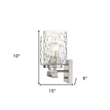 Silver Metal and Pebbled Glass Two Light Wall Sconce - Homeroots - Flyclothing LLC