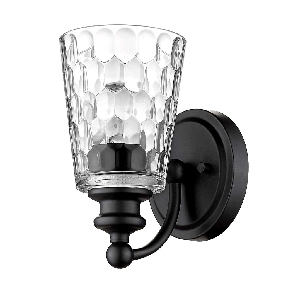 Black Metal and Pebbled Glass Wall Light - Homeroots - Flyclothing LLC