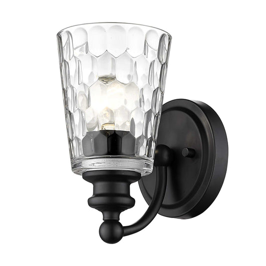Black Metal and Pebbled Glass Wall Light - Homeroots - Flyclothing LLC