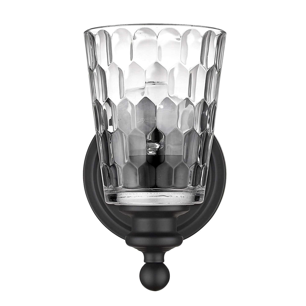 Black Metal and Pebbled Glass Wall Light - Homeroots - Flyclothing LLC