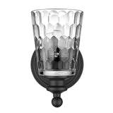 Black Metal and Pebbled Glass Wall Light - Homeroots - Flyclothing LLC