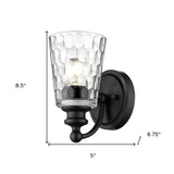 Black Metal and Pebbled Glass Wall Light - Homeroots - Flyclothing LLC