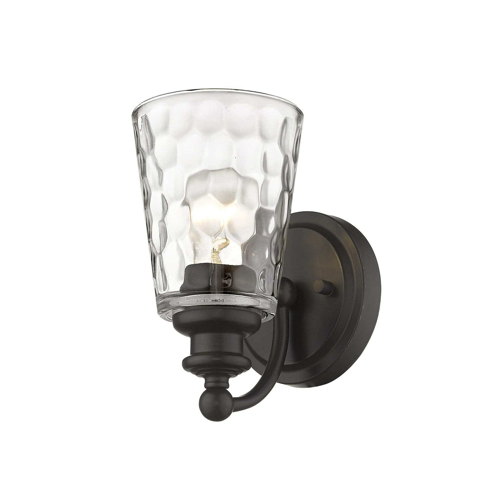 Bronze Metal and Pebbled Glass Wall Light - Homeroots - Flyclothing LLC