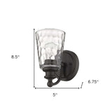 Bronze Metal and Pebbled Glass Wall Light - Homeroots - Flyclothing LLC