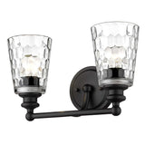 Black Metal and Pebbled Glass Two Light Wall Light - Homeroots - Flyclothing LLC