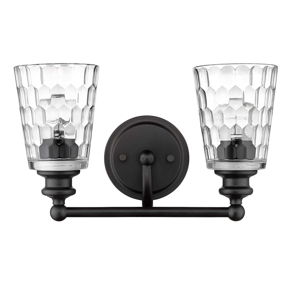 Black Metal and Pebbled Glass Two Light Wall Light - Homeroots - Flyclothing LLC