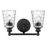 Black Metal and Pebbled Glass Two Light Wall Light - Homeroots - Flyclothing LLC