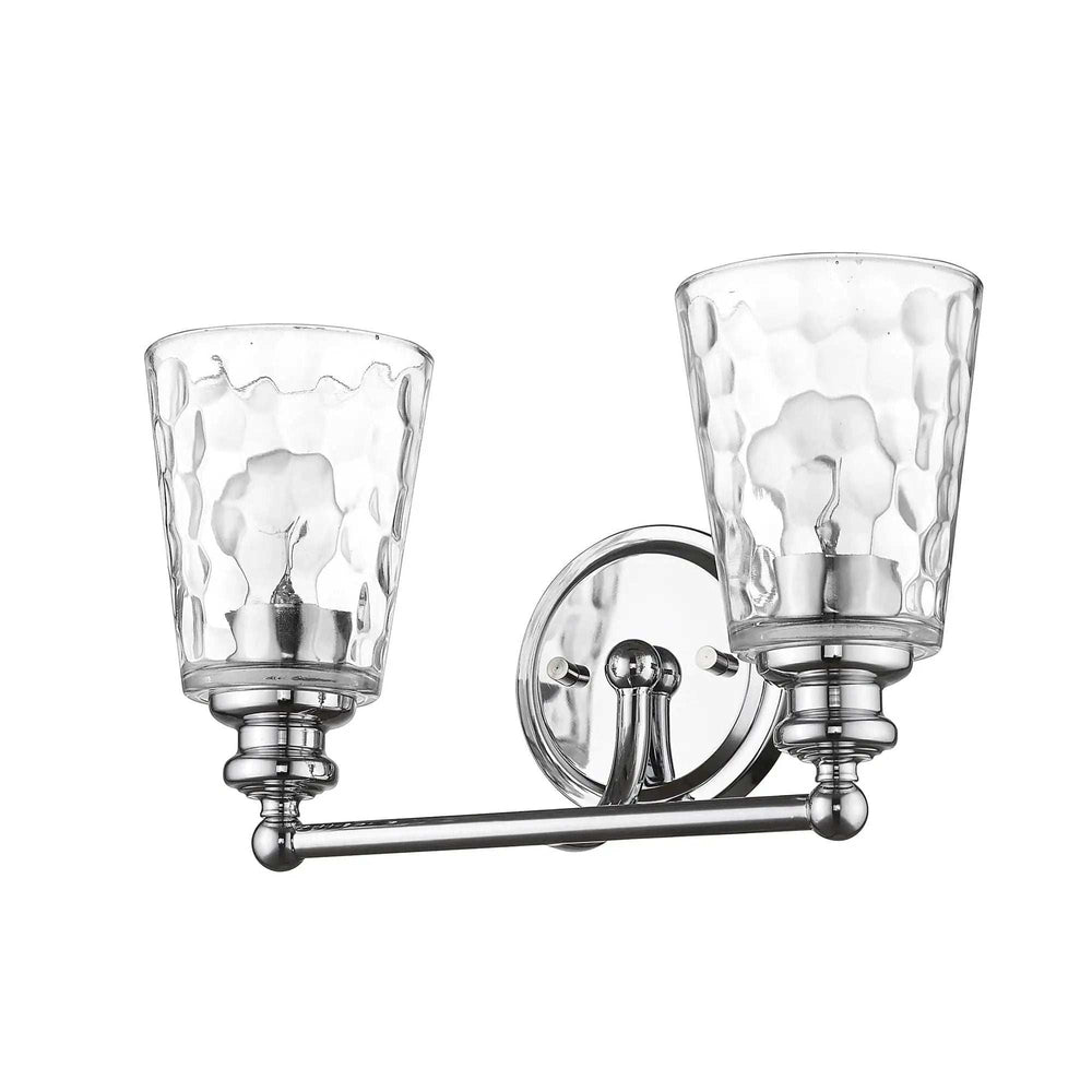 Silver Metal and Pebbled Glass Two Light Wall Light - Homeroots - Flyclothing LLC