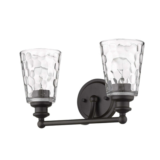 Bronze Metal and Pebbled Glass Two Light Wall Light - Homeroots - Flyclothing LLC