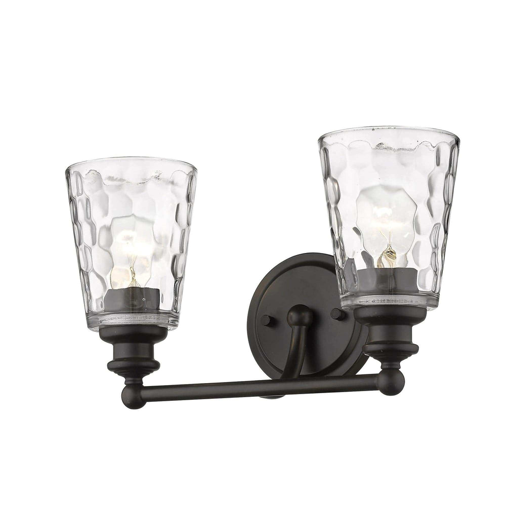 Bronze Metal and Pebbled Glass Two Light Wall Light - Homeroots - Flyclothing LLC