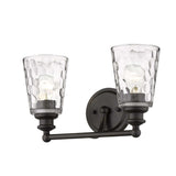 Bronze Metal and Pebbled Glass Two Light Wall Light - Homeroots - Flyclothing LLC