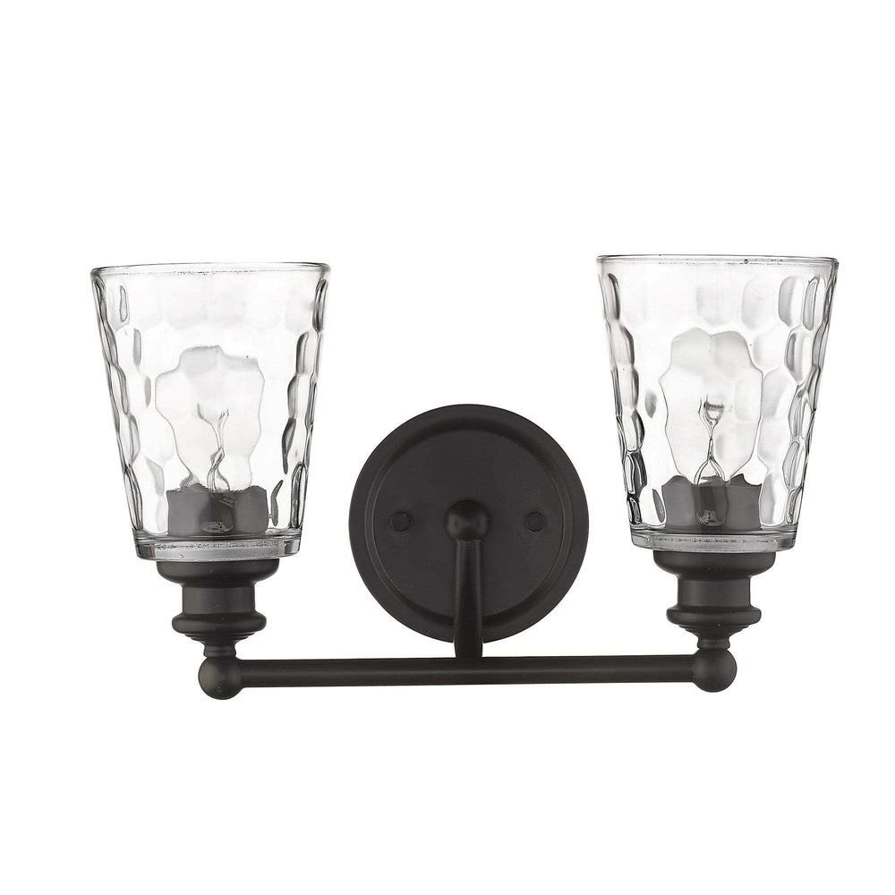 Bronze Metal and Pebbled Glass Two Light Wall Light - Homeroots - Flyclothing LLC