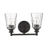 Bronze Metal and Pebbled Glass Two Light Wall Light - Homeroots - Flyclothing LLC