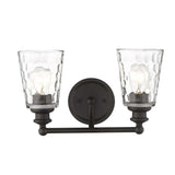 Bronze Metal and Pebbled Glass Two Light Wall Light - Homeroots - Flyclothing LLC